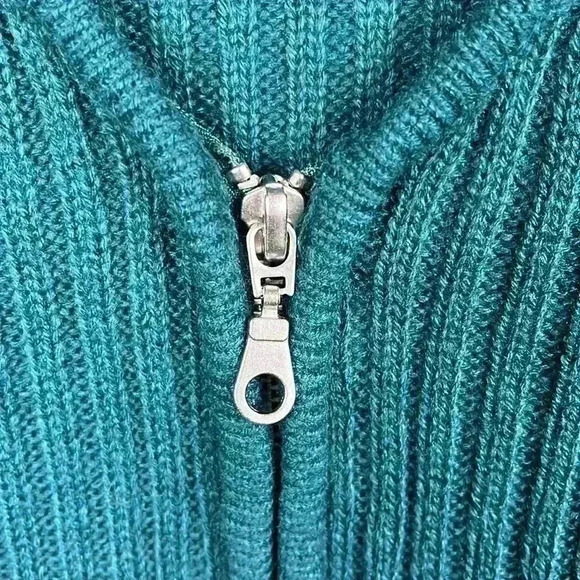 Made With Love Womens Cardigan Forest Green 2X V-Neck Zip Ribbed Wide Cuffs NWT - Picture 5 of 13